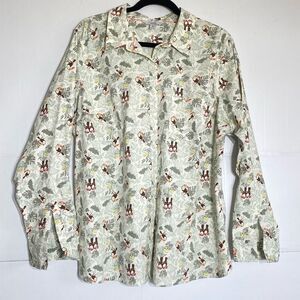 J-1#1 Croft size 2X long sleeve button-down blouse, Nautica animal print